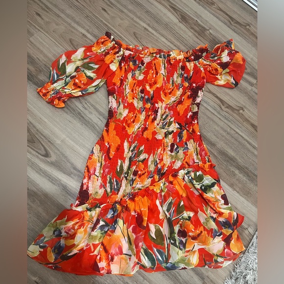 Marciano Off shoulder Bright Floral Dress - Picture 2 of 7